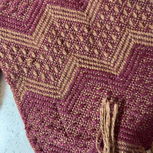 FIGUEROA Scarf Alpaca Wool Fringe Chevron Burgundy & Brown 7.5 X 59 Made in Peru - Picture 3 of 5